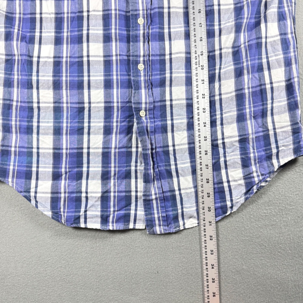 VTG Polo Ralph Lauren Hand Woven Medium Plaid Blue White Made in Canada - Picture 9 of 11
